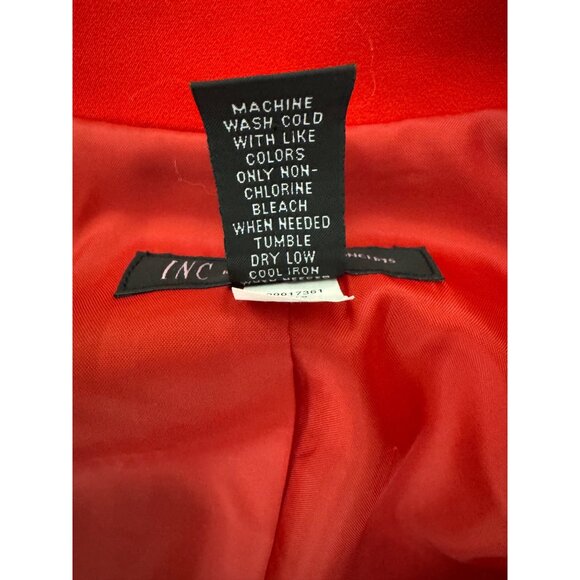 INC Red Split Sleeve Lined Blazer Jacket Size L Christmas Holiday Office Career - Picture 8 of 9